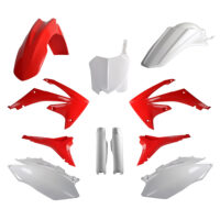 BOX KIT INC FORK GUARDS HONDA CRF250R 2010 ONLY, 450R 09-10 RED/WHITE STANDARD